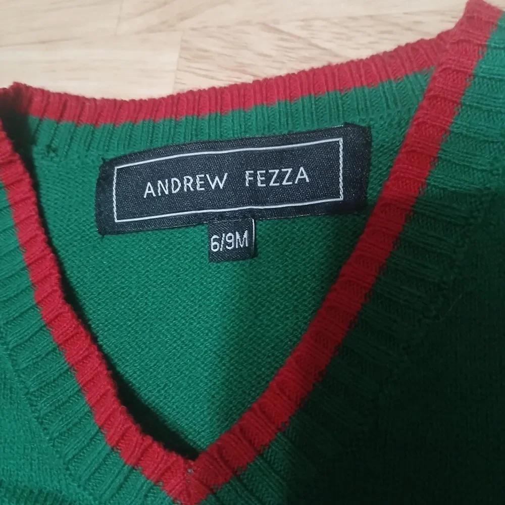 Andrew Fezza Kids Sweater Vest Fire Truck Holiday Christmas 6-9 Months Unisex